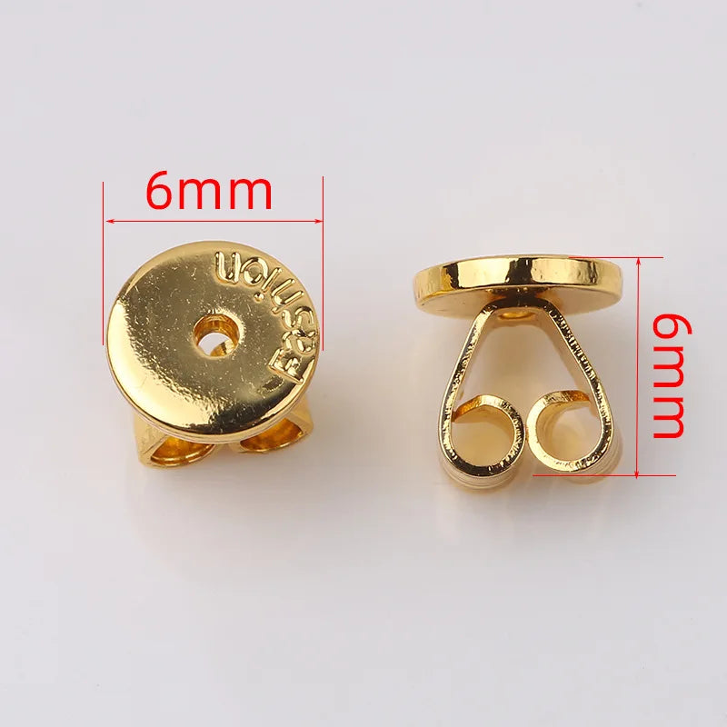 5Pairs 6/8mm Secure Spring Locking Earring Backs Replacements 18K White Gold Plated for DIY Heavy Dangle Earring Posts Jewelry Oasis Select 18K Gold 6mm