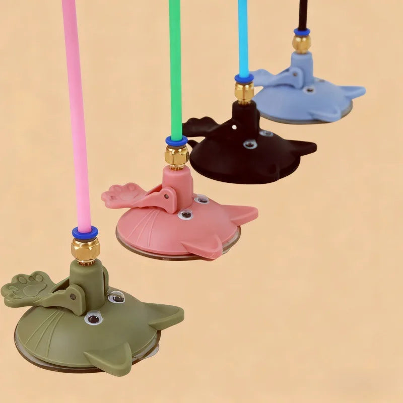 Strong Suction Cup Cat Wand with Flexible Wire & Long Handle Hands-Free Interactive Toy for Cat Self-Play Exercise Entertainment Oasis Select