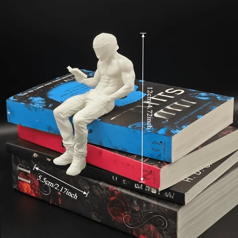 Motorcycle Muscle Reading Man Sitter Figurine Diy Customize Sexy Fitness Desktop Ornament Decor for Bookcase Decoration Men Gift Oasis Select Motorcycle man 7