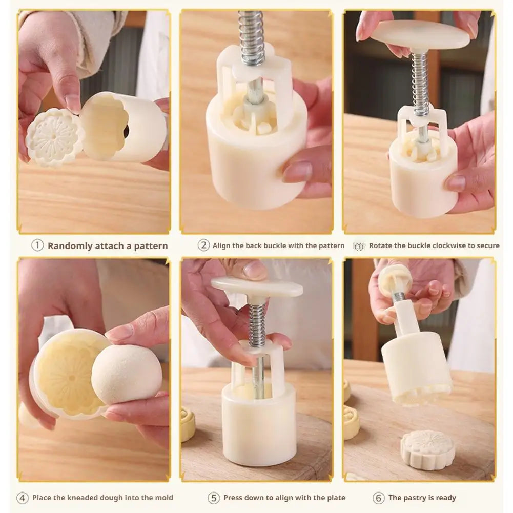Mooncake Mold Set – 4 or 8 Stamp Hand-Press DIY Moon Cake