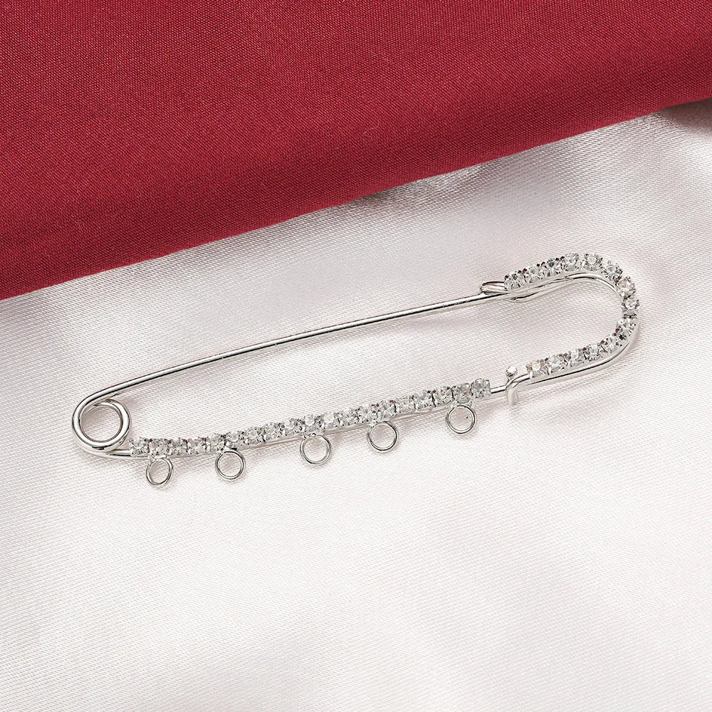 5pcs 50/60/70/75mm Rhinestone Brooch Safety Pins with 3/4/5 Loops for DIY Garment Blankets Skirts Knitted Fabric Crafts Oasis Select