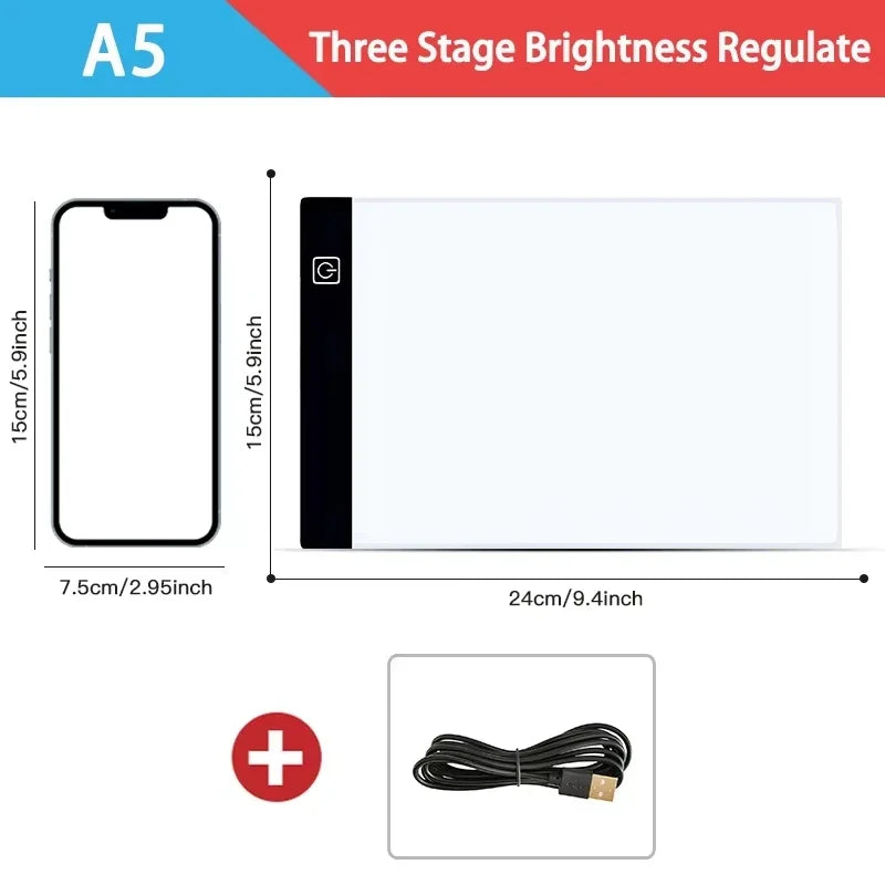 Transparent LED Light Pad for Drawing And Writing Ideal Copy Table for Artists And Students Anime Art Replication Tracing Tool Oasis Select A5