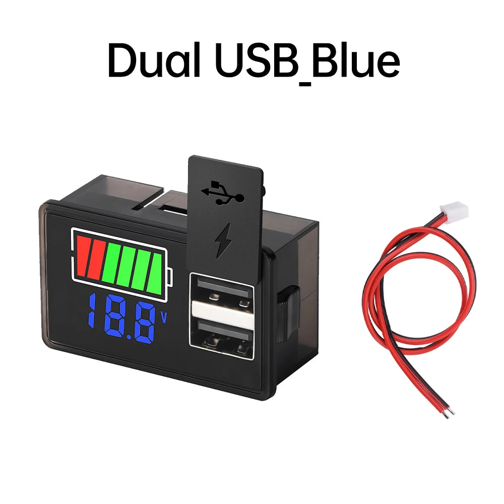 DC 8~30V Type-c USB Car Battery Voltmeter Charge Level Indicator Lithium Battery Capacity Meter Test Display LED Tester Oasis Select Blue Light