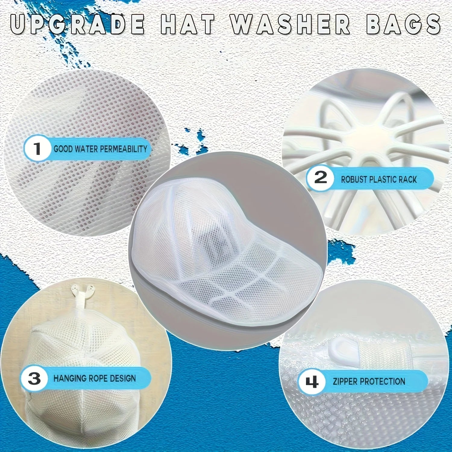 2pcs/set (Hat Washing Bag and Hat Rack), Mesh Baseball Cap Cleaning Bag,Gentle and Efficient Baseball Cap Cleaning Equipment Oasis Select