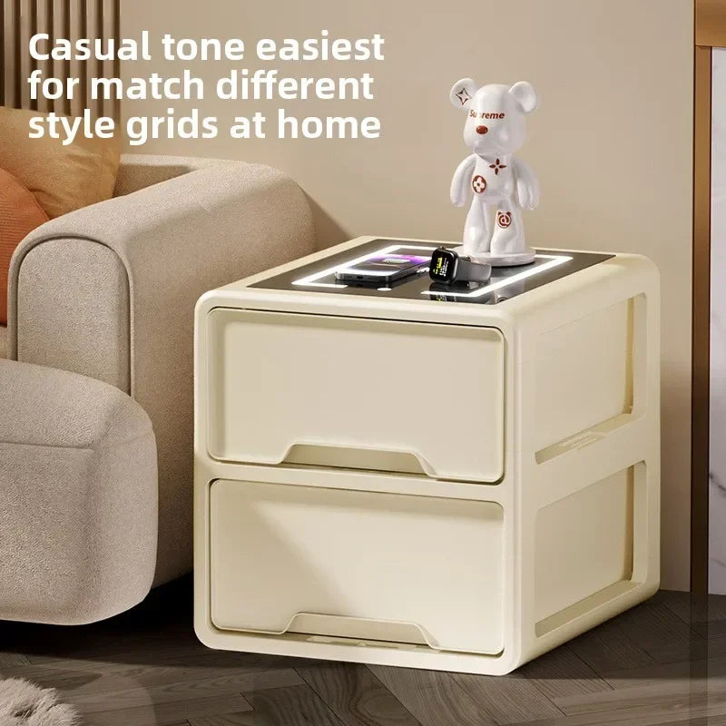 Drawer Snack Storage Cabinet Home Bedroom Living Room With Wireless Charging Multi-layer Locker Free Installation Bedside Table Oasis Select