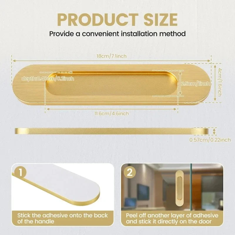 4Pcs Sliding Door Hardware Handle Door Knobs,Self-adhesive Pulls for Kitchen Cabinet Window Glass, No Punching Furniture Oasis Select