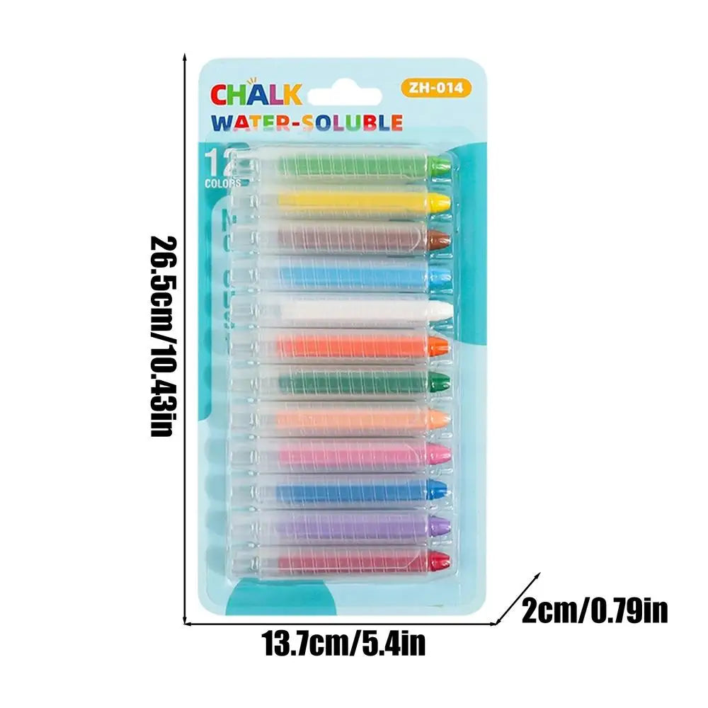 Dustless Chalk 12 Colored Water-soluble Chalk Erasable Non Dirty Hands Dust Free Chalk Blackboard Graffiti Painting Solid Chalk Oasis Select B 12Pcs