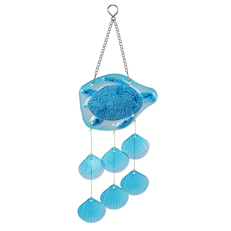 Blue Turtle Glass Wind Chime A Fresh and Creative Handcrafted Decorative Hanging Piece for Doors and Windows Oasis Select