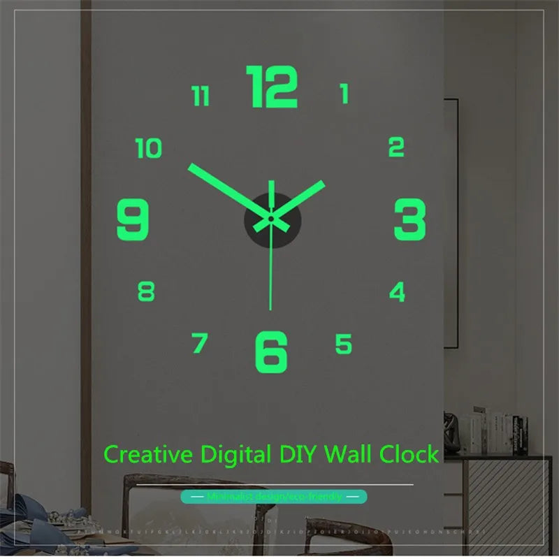 Wall Clock Glow at Night Frameless DIY Stereo Digital Clock for Home Living Room Office Wall Decroation 2024 Oasis Select
