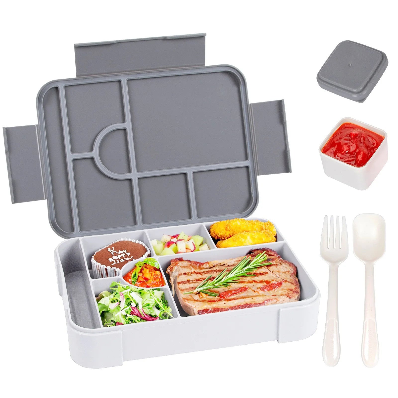 Kids Leakproof Bento Box – Divided Microwave-Safe Lunch Container Kids Bento Lunch Box Oasis Select Grey 1330ml