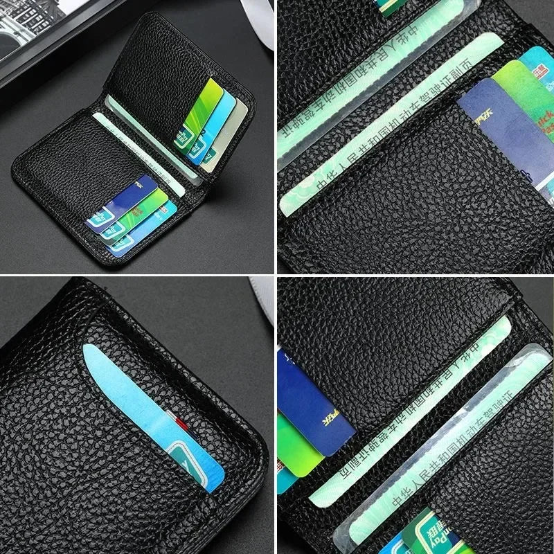 Portable card holder, ultra-thin soft coin purse, PU credit card, social security card, medical card, men's slim short wallet Oasis Select
