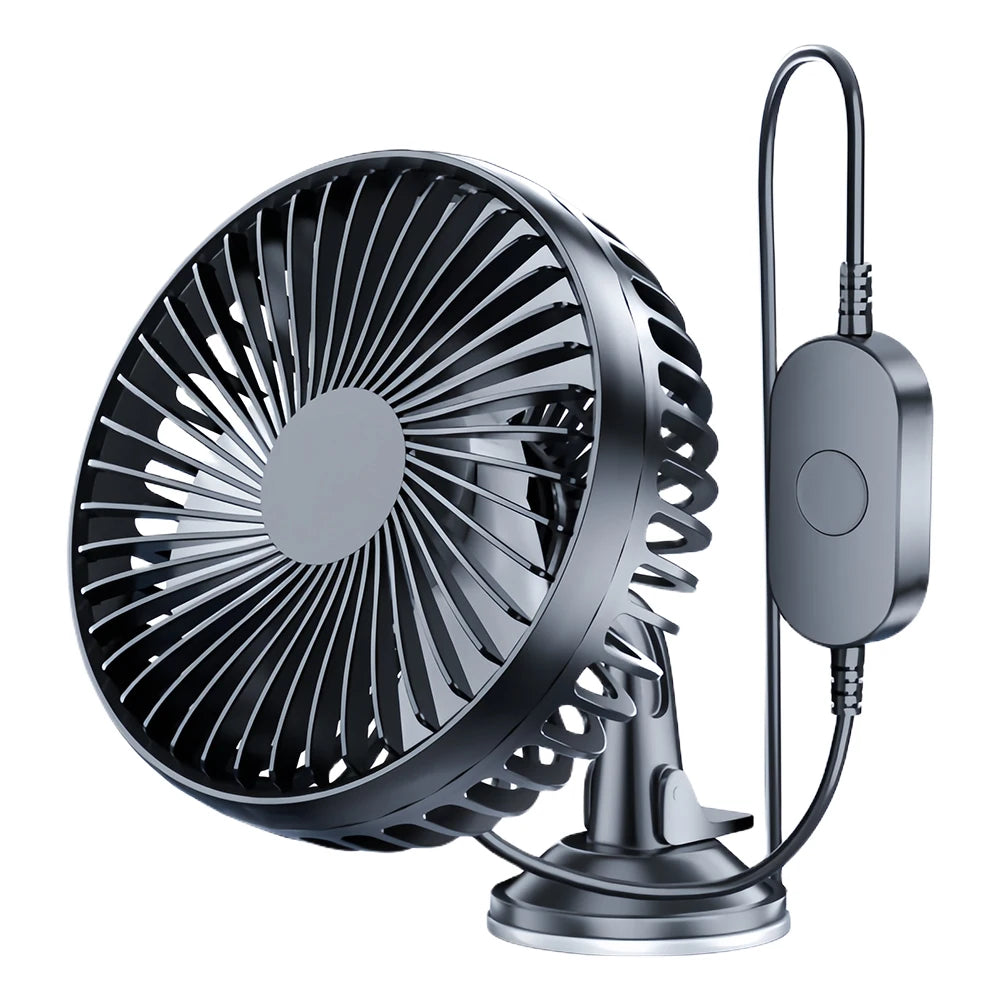 USB Car Dashboard Cooling Fan 12V/24V with Suction Cup Single Head Car Fan 360 Degree All-Round Auto Cooler for Car Truck SUV RV Oasis Select