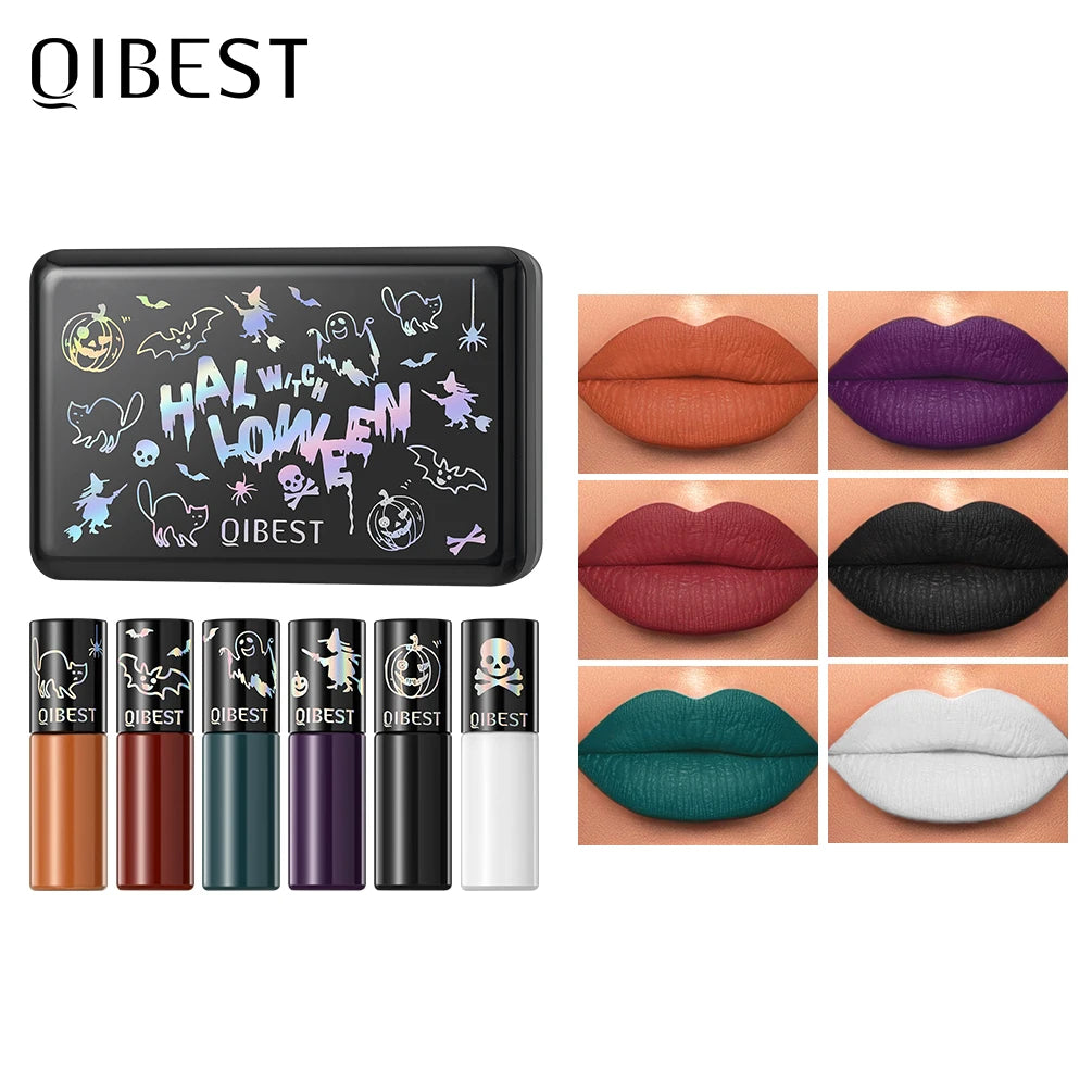 QiBest Halloween Matte Liquid Lipstick Set – 6 Bold Colors
