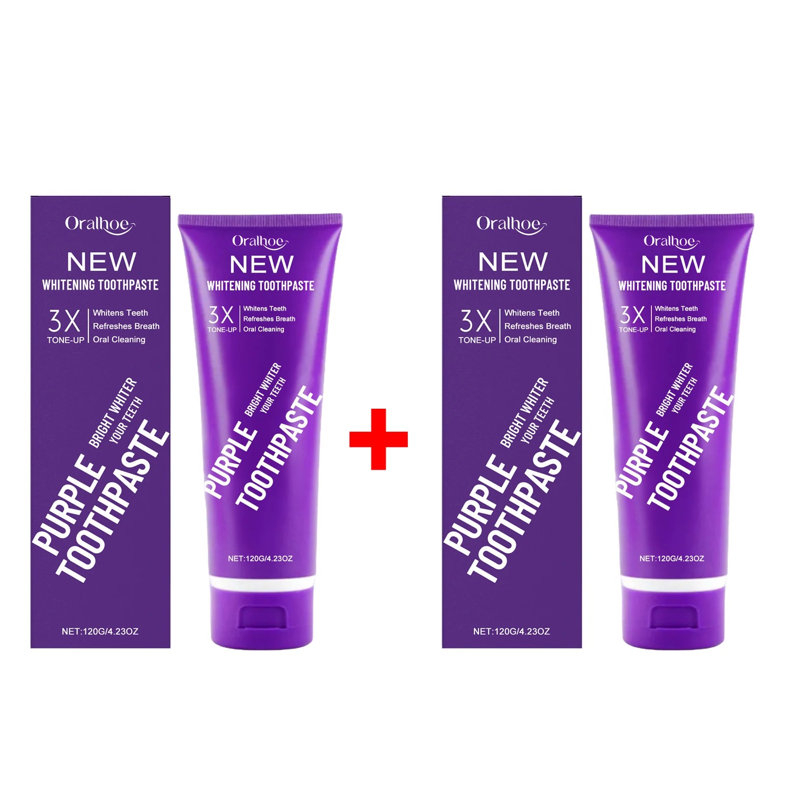 Purple Corrector Toothpaste Remove Tartar Plaque Reduce Yellowing Teeth Deep Cleansing Stains Whitening Tooth Oral Clean Care Oasis Select 2pcs