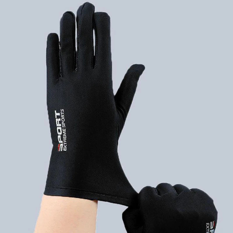 New Sale Summer Gloves Men Ice Silk Sun Proction Driving Glove Fishing Gloves Breathable Cycling Hiking Glove Full Finger Gloves Oasis Select Black
