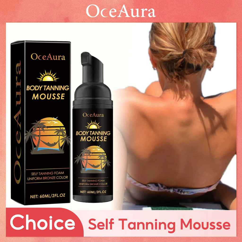 Tanning Accelerator Mousse Summer Skin Self Tanner Natural Glow Body Bronzer Sunbathing Keep Moisturizing Sunless Tanning Lotion Oasis Select 60ml boxed