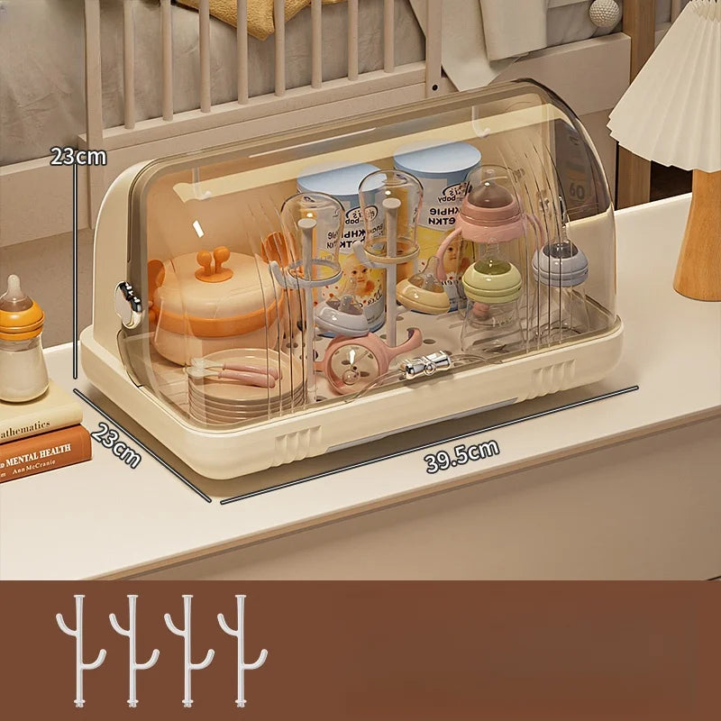 1 baby bottle storage box drain dust proof with lid baby tableware drying rack Water cup storage box (free drain rack) Oasis Select cream