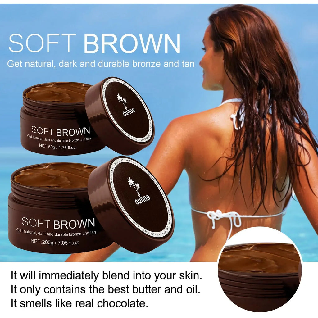 Soft Brown Self-Tanning Cream Intensive Tanning Outdoor Summer Beach Brown Bronzer Long Lasting Sunless Fake Tan Body Lotion Oasis Select