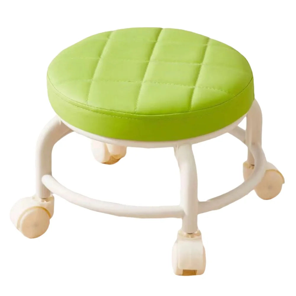 PU Leather Rolling Stool | 360° Swivel Wheels, 250 lb Capacity