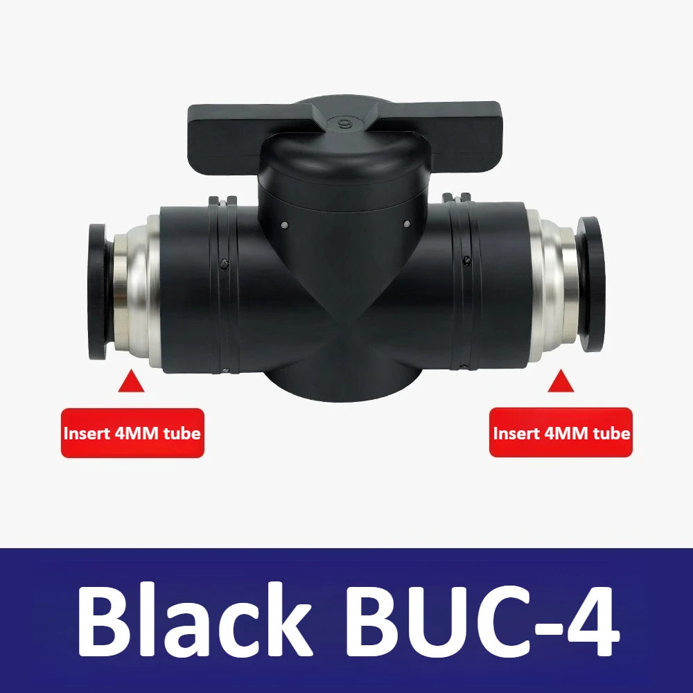 Black White BUC-4mm/6mm/8mm/10mm/12mm Pneumatic Switch Quick Insertion PU Air Pipe Joint Hand Valve Current Limit Air Valve Ball Oasis Select Black 04 Direct to BUC
