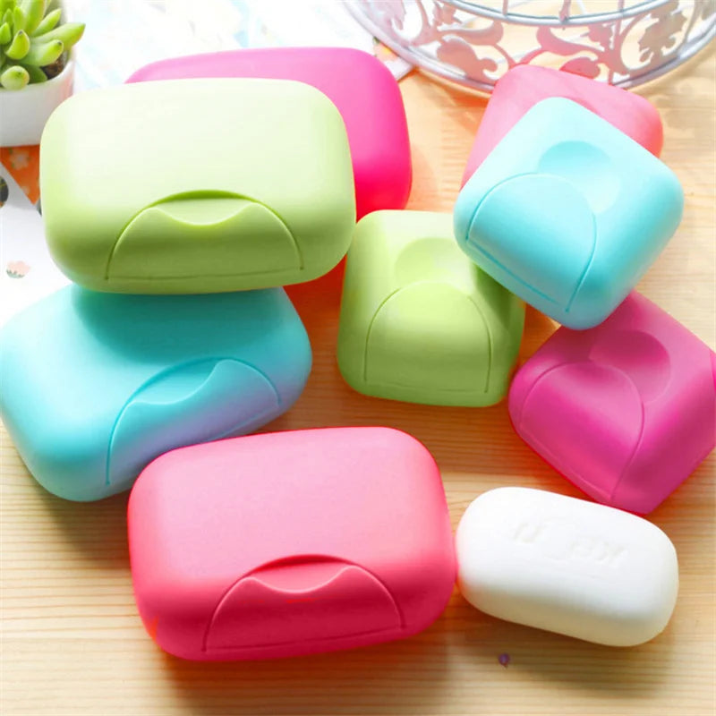 Portable Travel Soap Box Container Bathroom Acc Home Plastic Soap-Boxes with Cover Small/big Sizes Candy Color Soaps Dish Holder Oasis Select