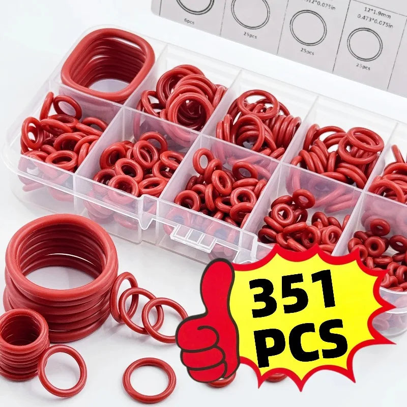 Red Silicone Rubber O-ring Seal Gasket Oil Resistant and High-temperature Resistant Circular Rubber Mixture Oasis Select A set