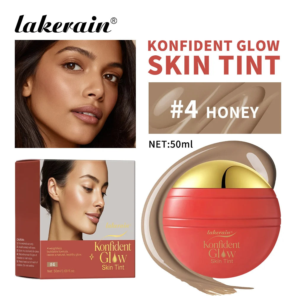 Konfident Glow Skin Tint Waterproof Hydrating Skin Foundation Coverage 30 ml Oil-Free Long - Lasting Glass-Skin Foundation Clean Oasis Select 4Honey