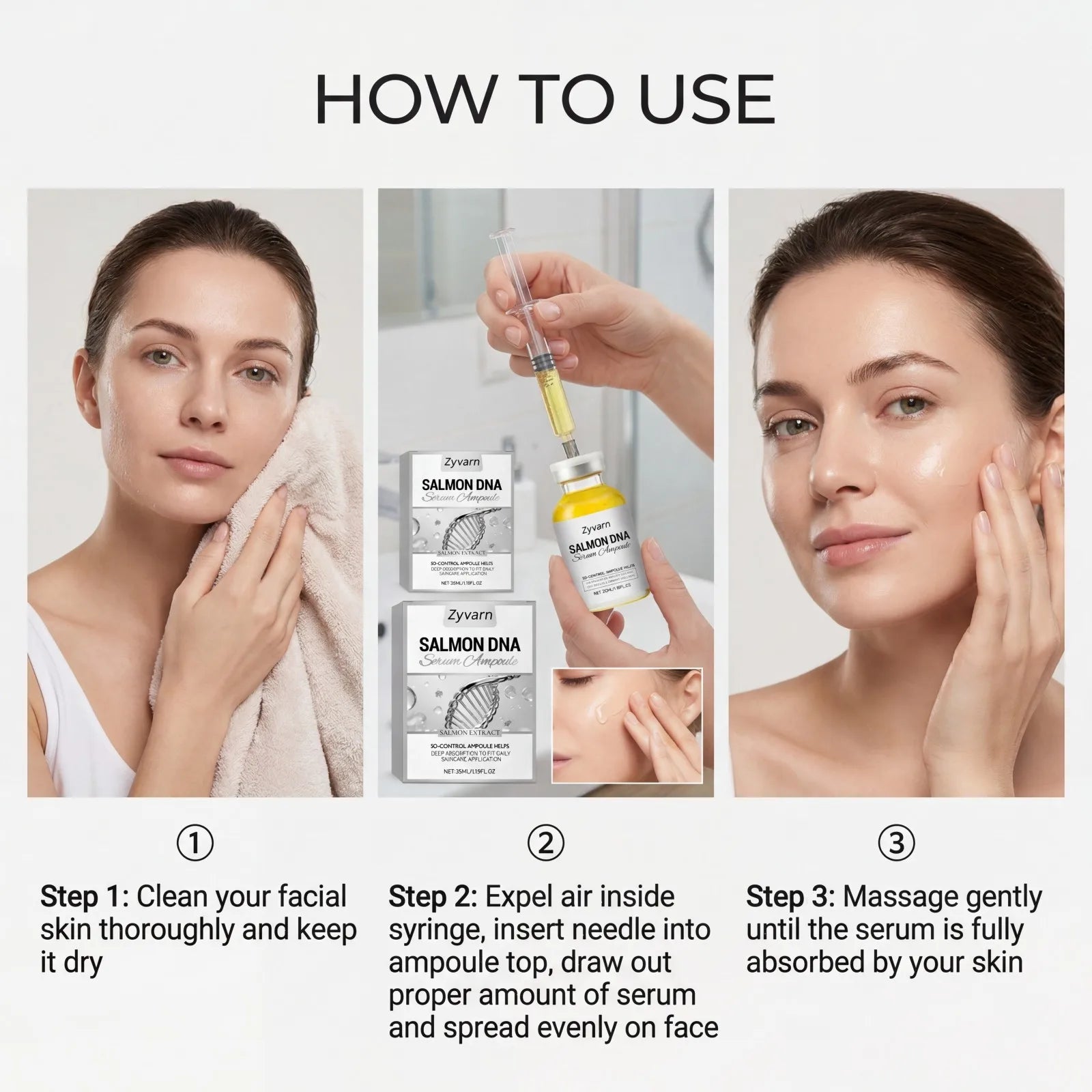 35ml Salmon DNA Serum Ampoule Hydrating Facial Essence Brightening Smoothing Glow Skin Soothing Daily Care Gentle Formula Oasis Select