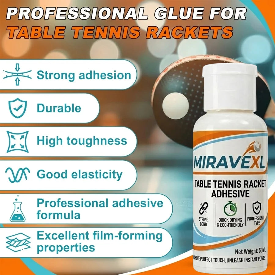 MIRAVEXL 50ml High-Speed Table Tennis Racket Liquid Glue — Professional Racket Rubber Adhesive (Includes Sponge Applicator) Oasis Select