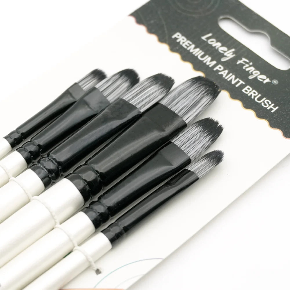 6/24 Pcs Paint Brush Set, Artist Paintbrushes for Acrylic Oil Watercolor Painting, Premium Nylon Hair Art Paint Brushes Oasis Select 6 BWhite Filbert