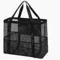 Mesh Beach Bag, Single Shoulder Handheld Mesh Shower Fitness Swimming Bath Bag Grid Beach Tote Bag, Large Capacity Storage Bag Oasis Select black