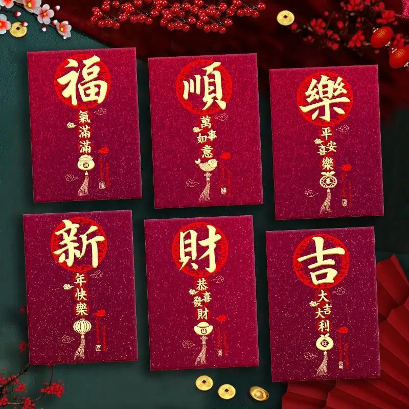 6Pcs Paper 2026 Horse Year Red Envelope Mini Cartoon Lucky Money Bag Traditional Blessing Red Pocket Marriage Celebration Oasis Select B16
