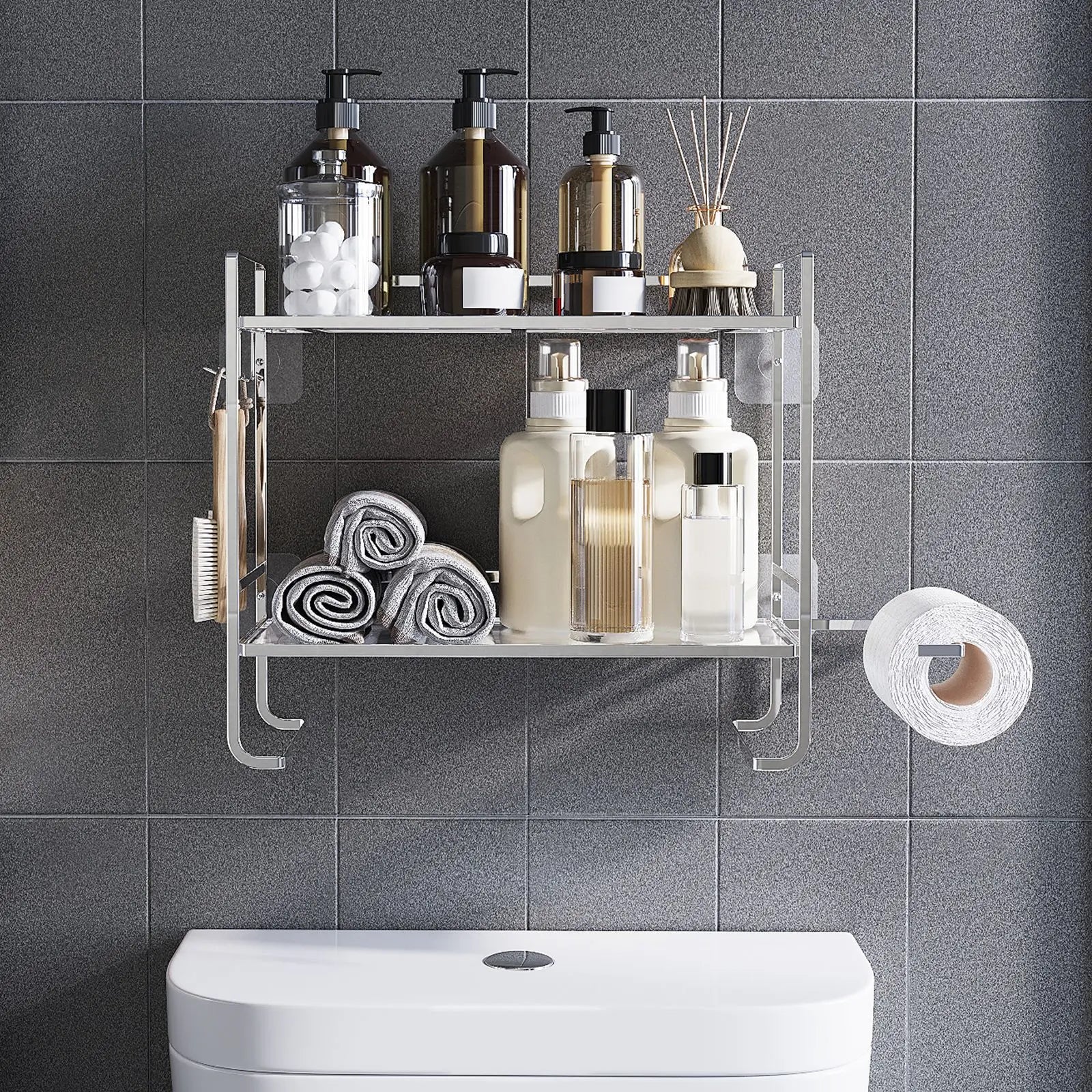 No punching toilet rack, bathroom toilet storage rack, tissue hanger, toilet rack above the water tank Oasis Select