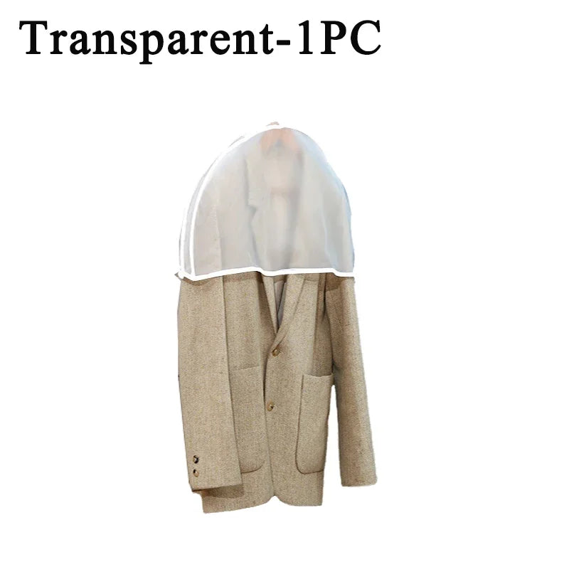 1-40PCS Semi-Package Clothes Dust Cover EVA Waterproof Transparent Suit Coat Storage Bag Short Wardrobe Hanging Clothes Cover Oasis Select Transparent-1PC