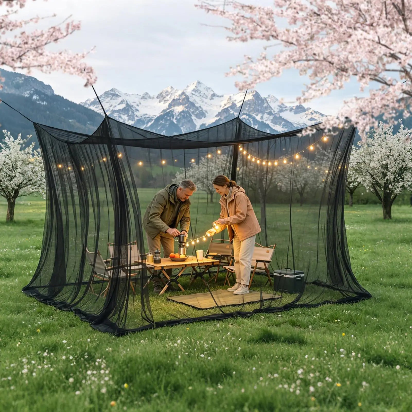 Camping Fly Net 300x300x250cm Mesh Canopy Fly Barrier Netting for Outdoor Patio Balcony Backyard Camping Yard Pergola Gazebo Oasis Select