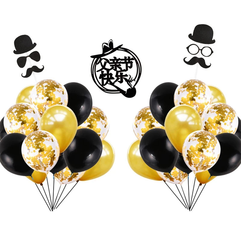 1Set Father's Day Decorations White Gold Black Happy Fathers Day Party Decorations Kit Father's Day Balloon Set Oasis Select
