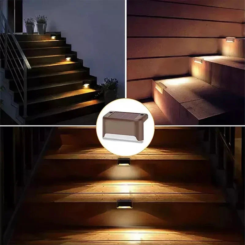 Solar Deck Lights Outdoor Step Lights Waterproof Led Solar Lamp for Railing Stairs Step Fence Yard Patio and Pathway Oasis Select Brown Shell-Warm 12Pcs