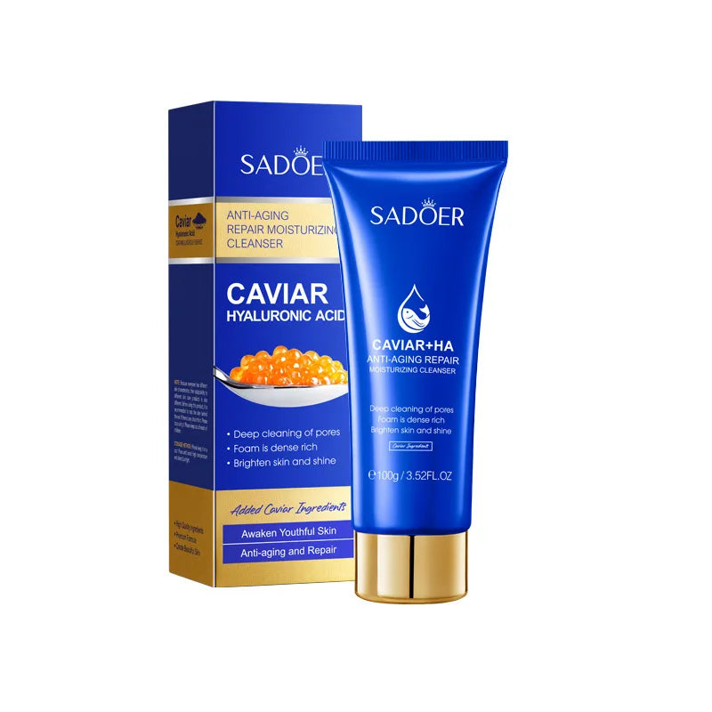 SADOER Caviar Face Wash – Deep Cleansing & Anti-Wrinkle Foam Foaming Facial Cleanser Oasis Select