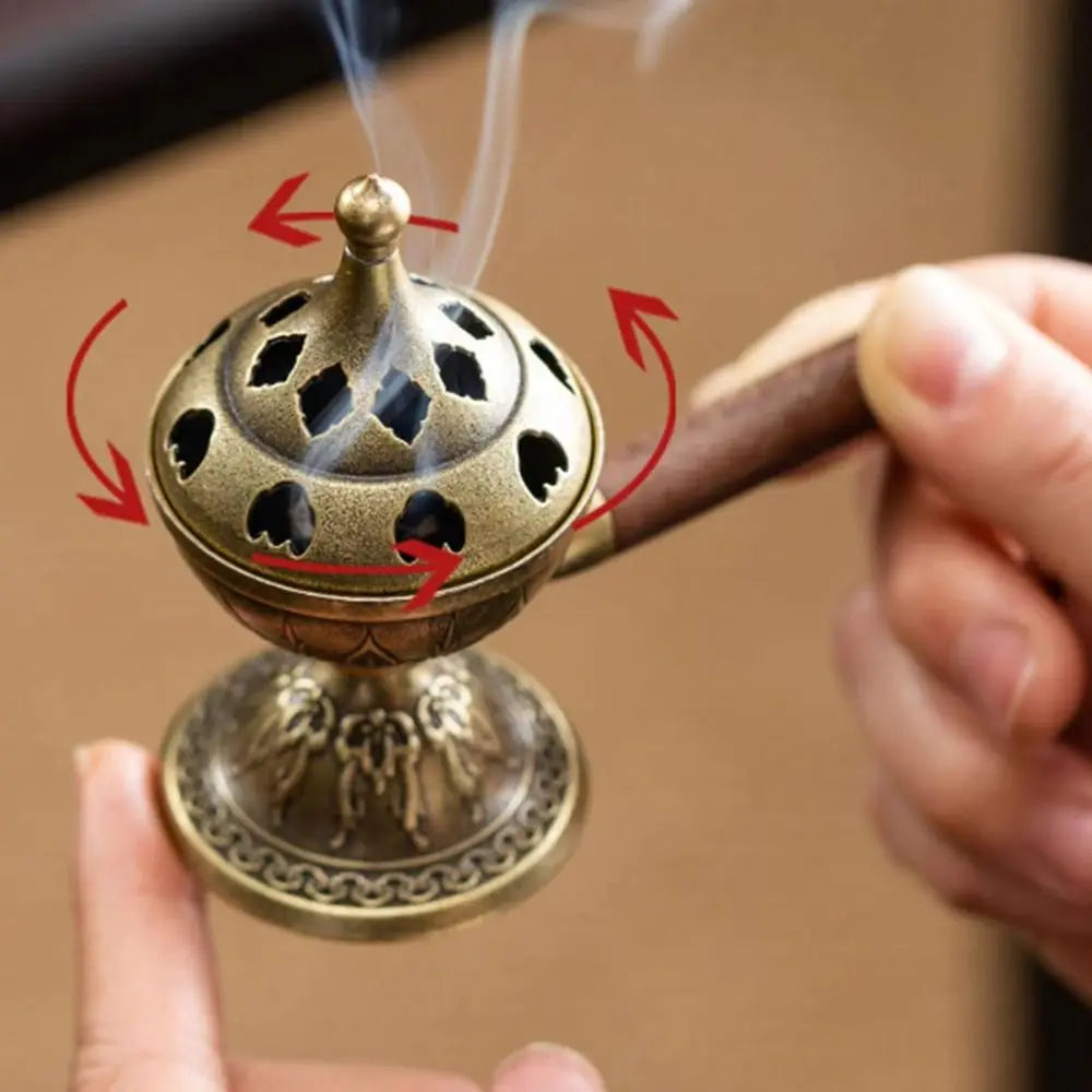 Vintage Alloy Sandalwood Incense Burner Elephant Lucky Hollow Out Lotus Incense Censer Year of the Horse Mini Three Legged Stove Oasis Select