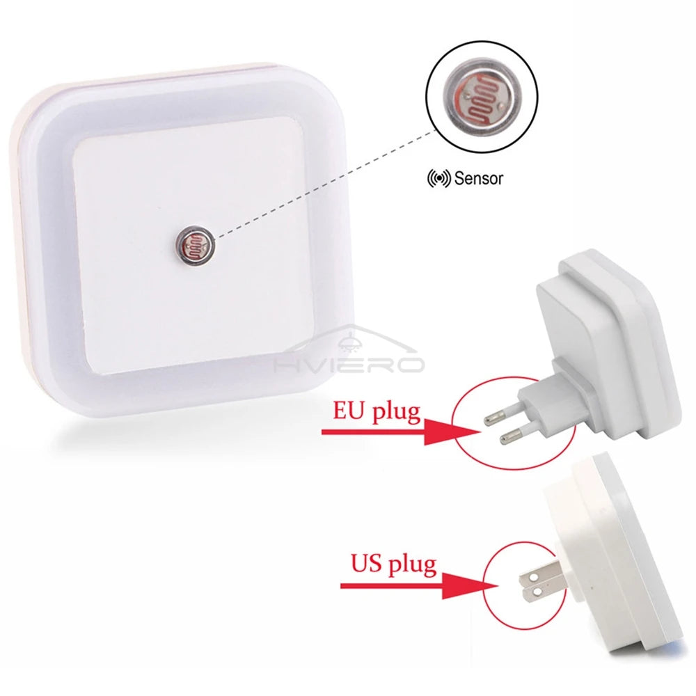 LED Motion Sensor Night Light | Plug-In Square Wall Lamp