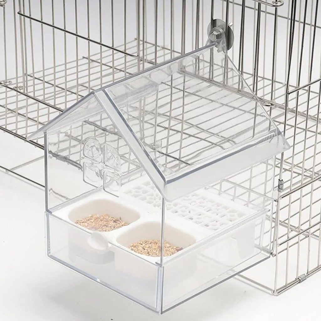 Bird Feeder House Parrot Feeder Water and Food Dispenser Bathing Tub for Pet Lover Hummingbird Finch Watching in Garden Balcony Oasis Select