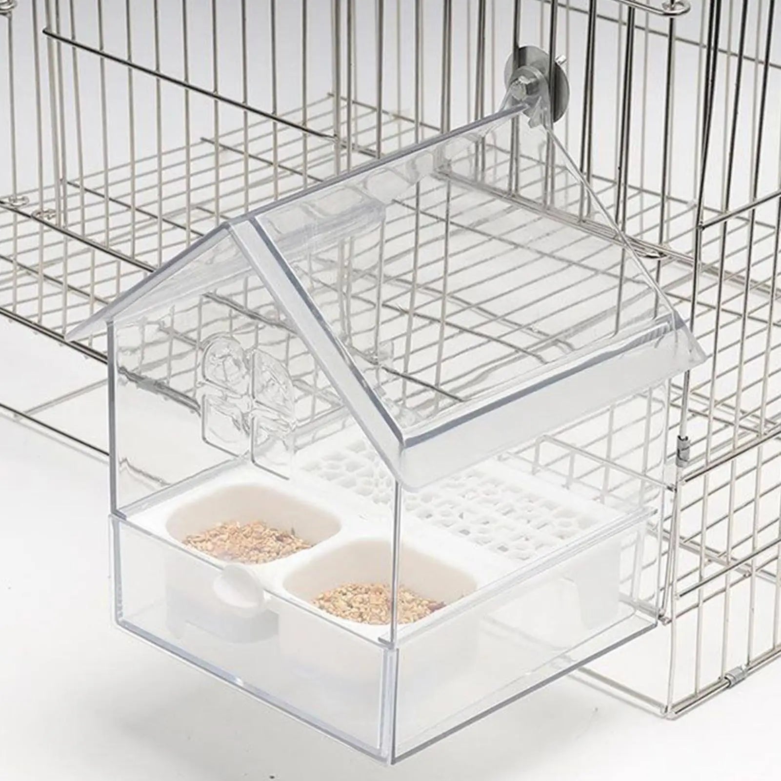 Bird Feeder House Parrot Feeder Water and Food Dispenser Bathing Tub for Pet Lover Hummingbird Finch Watching in Garden Balcony Oasis Select
