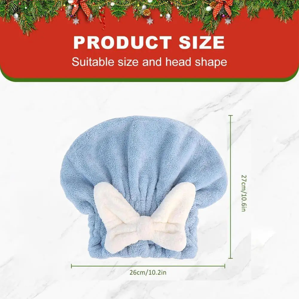 1PC Dry Hair Towel Quick-Drying Hair Cap Shower Cap for Women Striped Pattern Super Absorbent Bath Accessories Hair Bonnets Oasis Select Blue