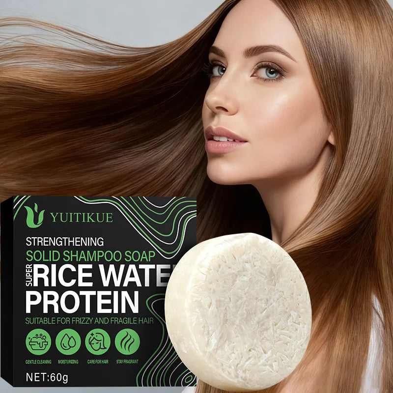 YUITIKUE Rice Protein Shampoo Bar 60g - Rich Delicate Foam, for Frizzy & Fragile Hair, Cleans, Moisturizes & Smooths Hair Oasis Select