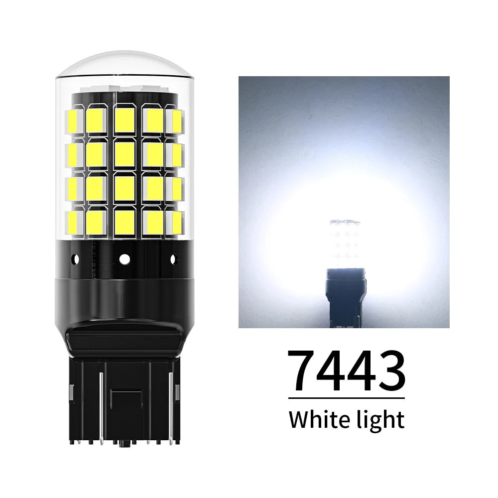 ASLENT 2-Pack 54-SMD LED Bulbs | Turn Signal Brake Reverse 12V Automotive LED Bulb Oasis Select 7443 W21-5W White