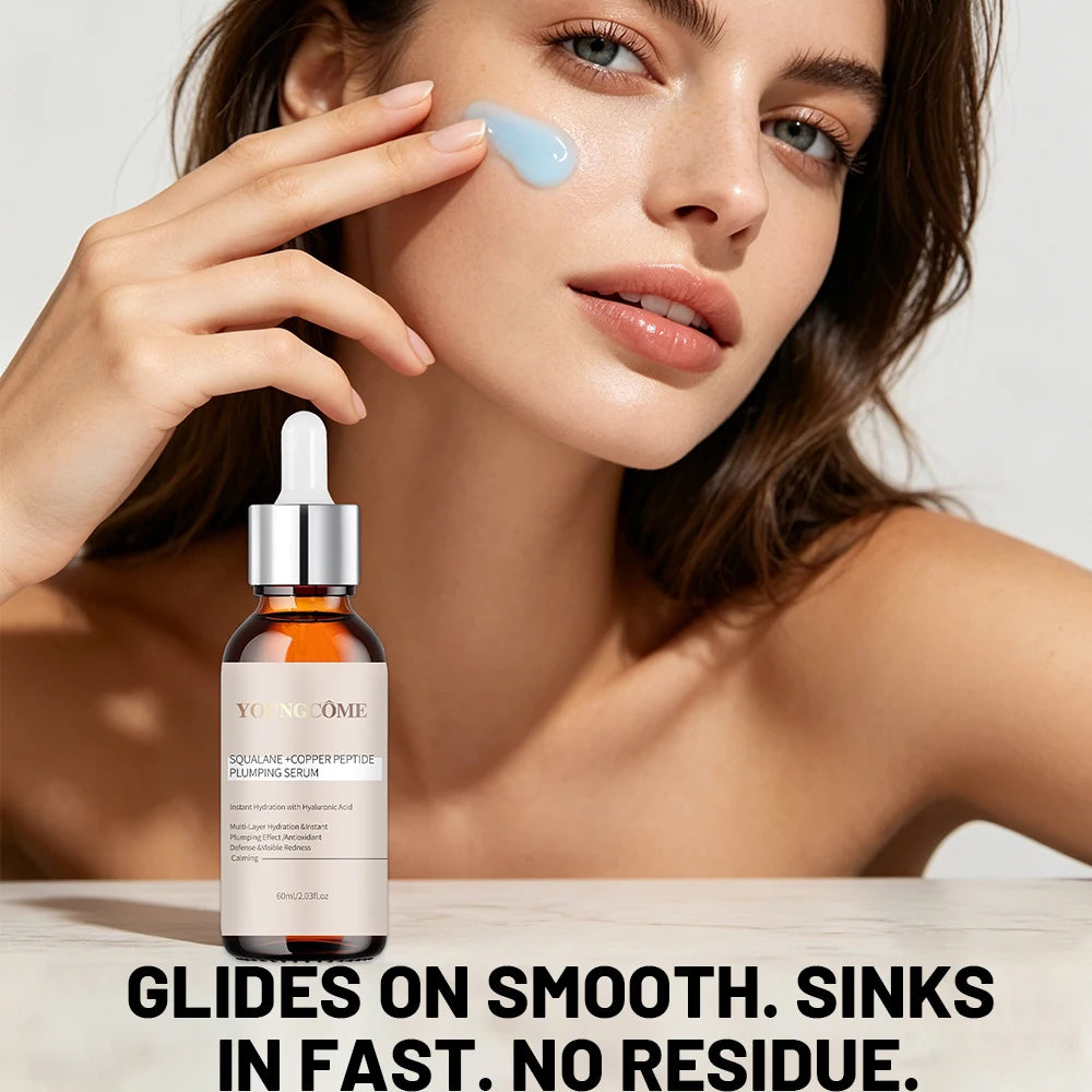 Squalane Copper Peptide Plumping Serum for Face - Hyaluronic Acid Firming Moisturizer - Rapid Hydration Serum for All Skin Types Oasis Select