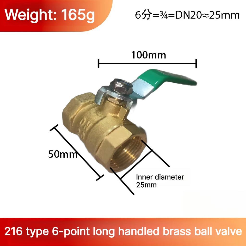 Brass Mini Ball Valve 1/2" 3/4"1inch BSP Type 216 Air Compressor Water Gas Oil Shut Off Valve Thicken Threaded Male To Female Oasis Select DN20 M