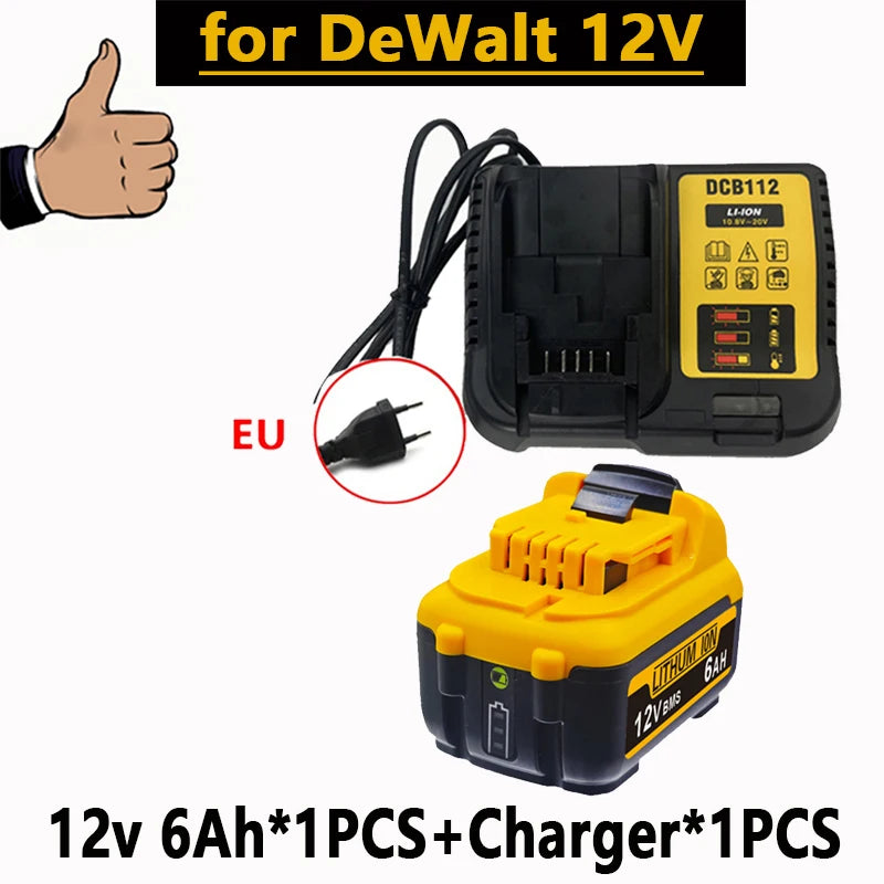 1For DeWalt 12V MAX 2.0Ah 3.0Ah 5.0Ah 6.0Ah Battery DCB124 DCB125 DCB122 Rechargeable Tool Pack. Oasis Select 12V 6AH X1 charge X1