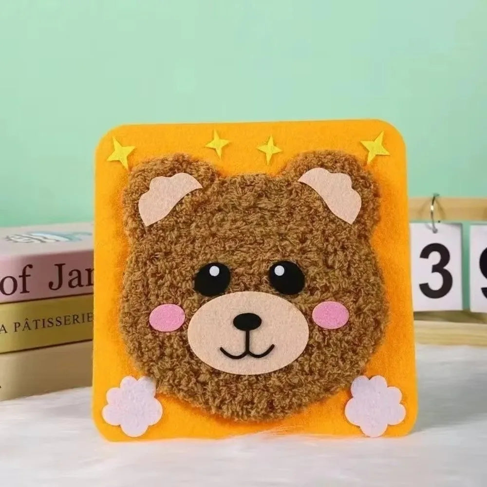 Sewing Needle and Thread Painting DIY Embroidery Set with Sticker DIY Handcraft Kit Educational Children's Hand Puppet Making Oasis Select Brown Bear