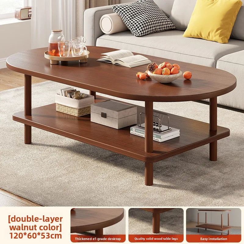 Coffee table Modern simple small apartment rental house Solid wood legs Low table Living room Simple storage Oval tea table Oasis Select 120 60 53 A